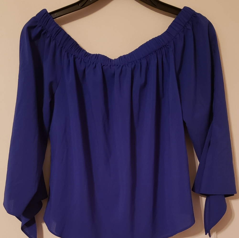 Joan Vass New York Royal Blue Long Sleeve Blouse XS